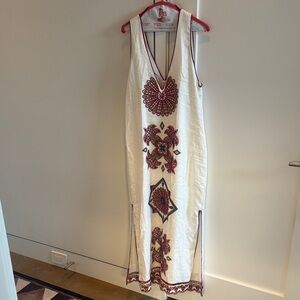 FARM Rio Cream Maxi Dress with Red Patterns